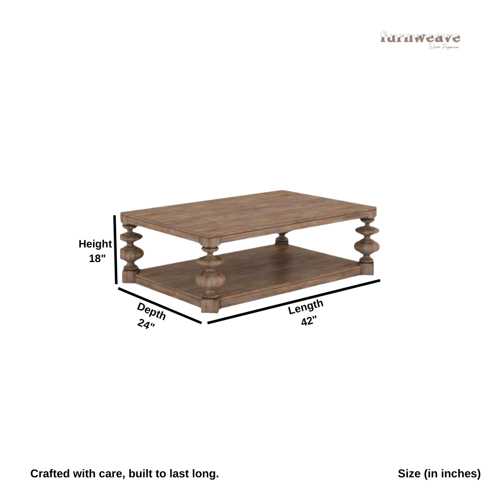 Rikose Wooden Coffee Table (Rustic Walnut)
