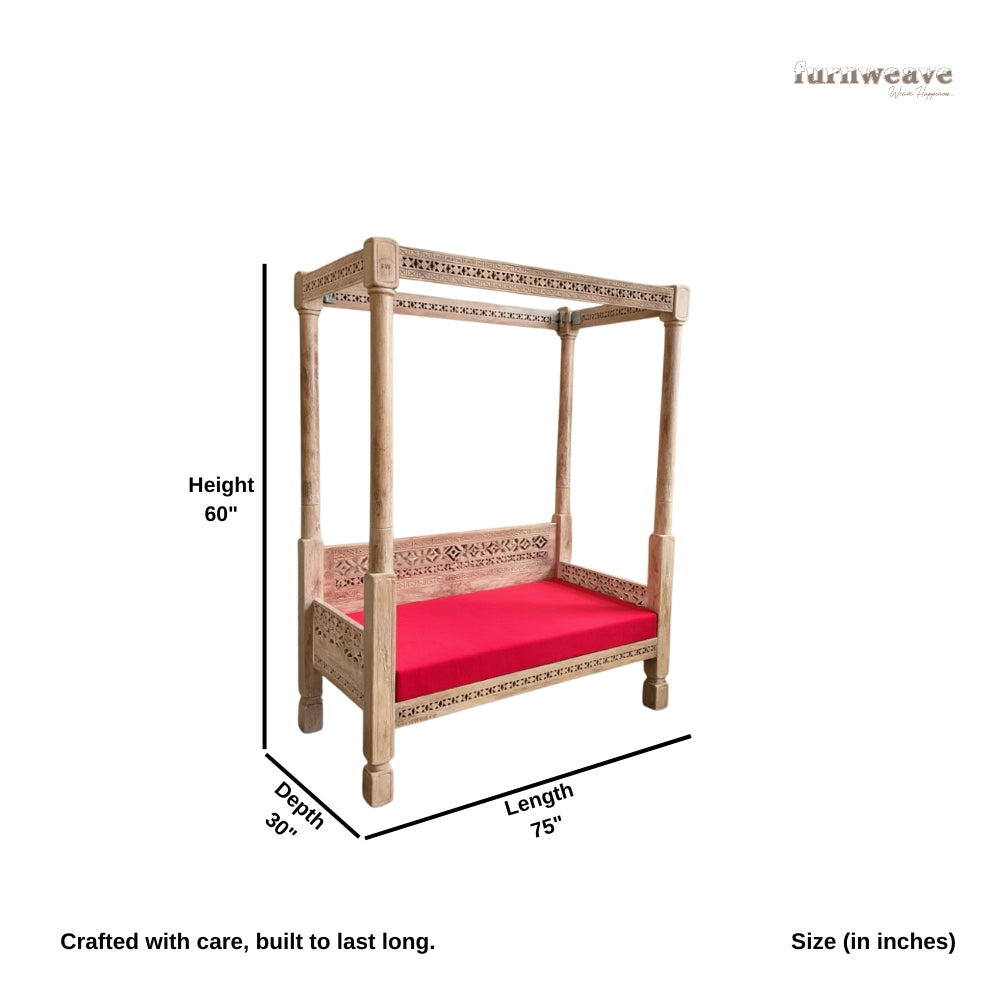 Sambha Wooden Diwan Bed (Cream Distress)
