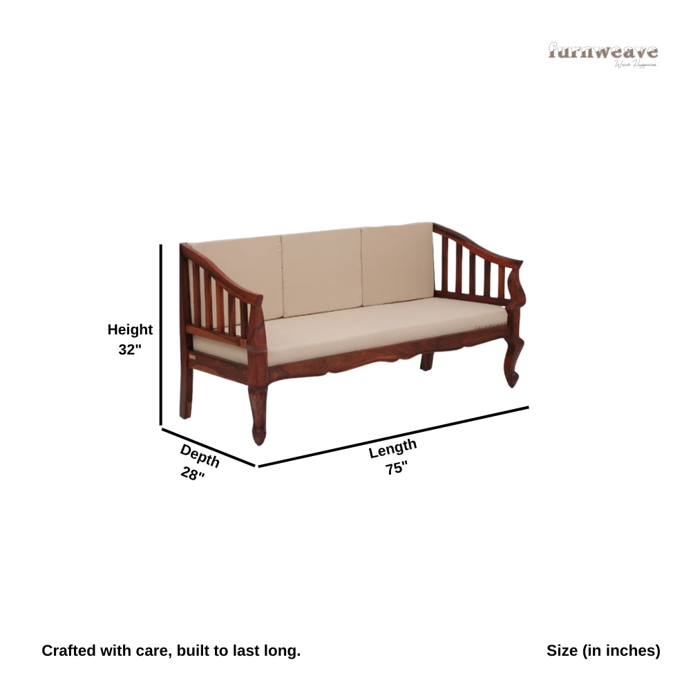 Trimev Solid Wooden Sofa 3 Seater (Teak)