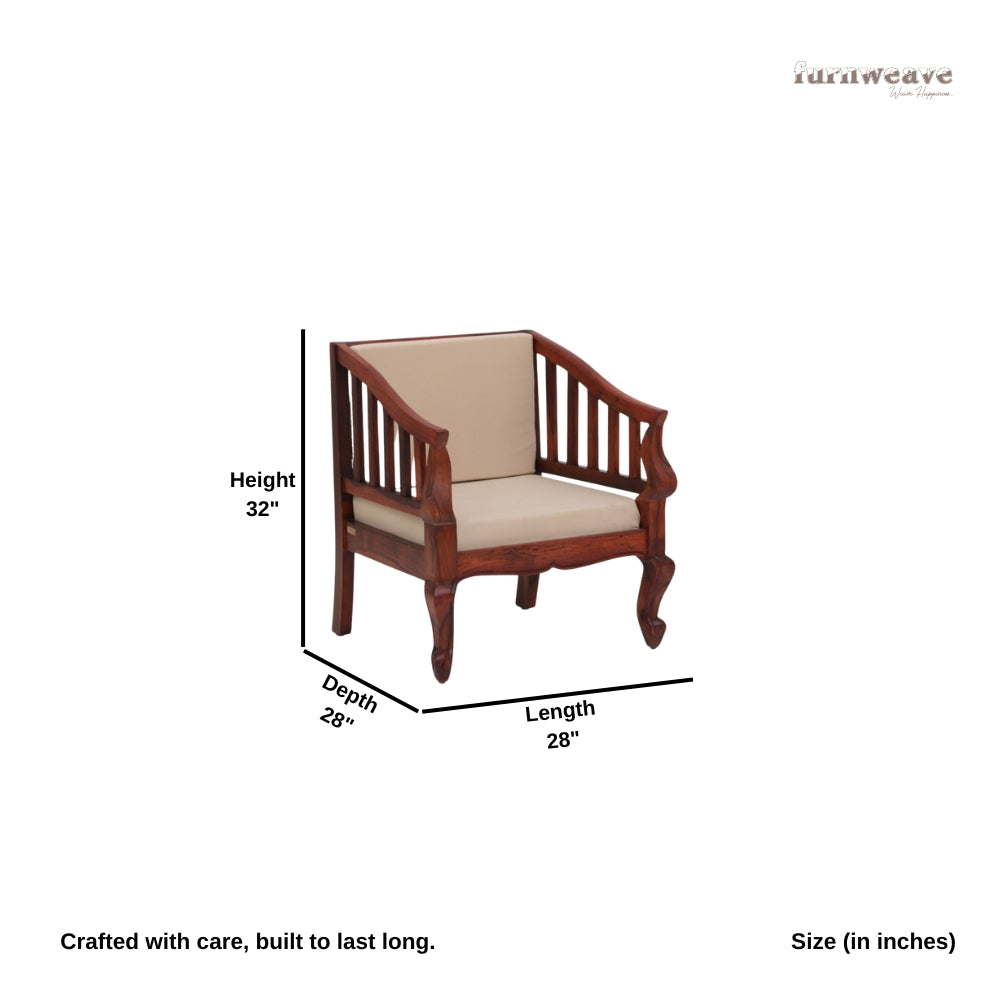 Trimev Solid Wooden Sofa 1 Seater (Teak)