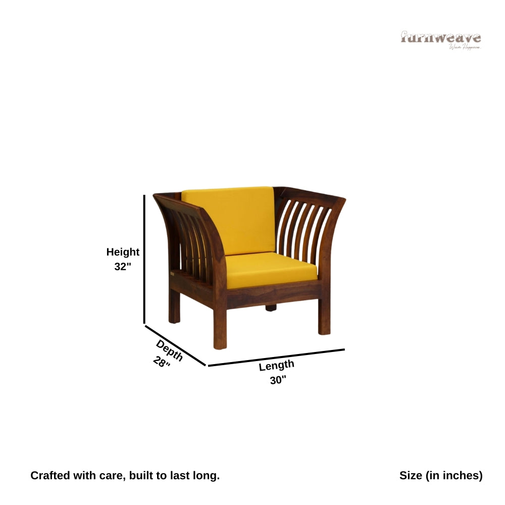 Shov Solid Wooden Sofa 1 Seater (Teak)