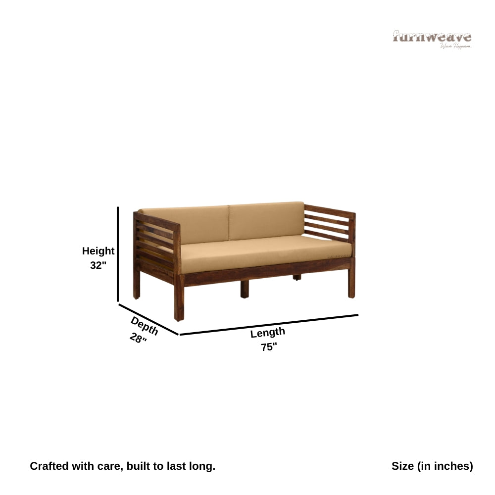 Uste Solid Wooden Sofa 3 Seater (Teak)