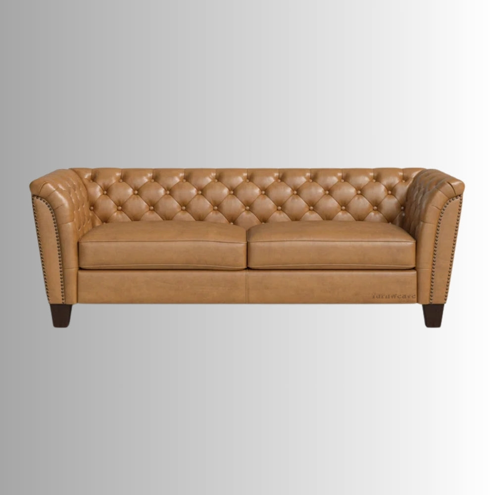 Dame Chesterfield Sofa 2 Seater (Brown)