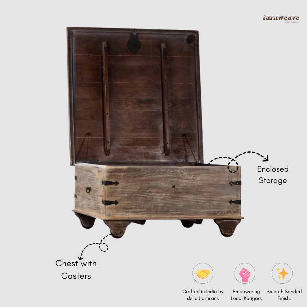 Boran Wooden Centre Table with Storage (Brown Rustic)