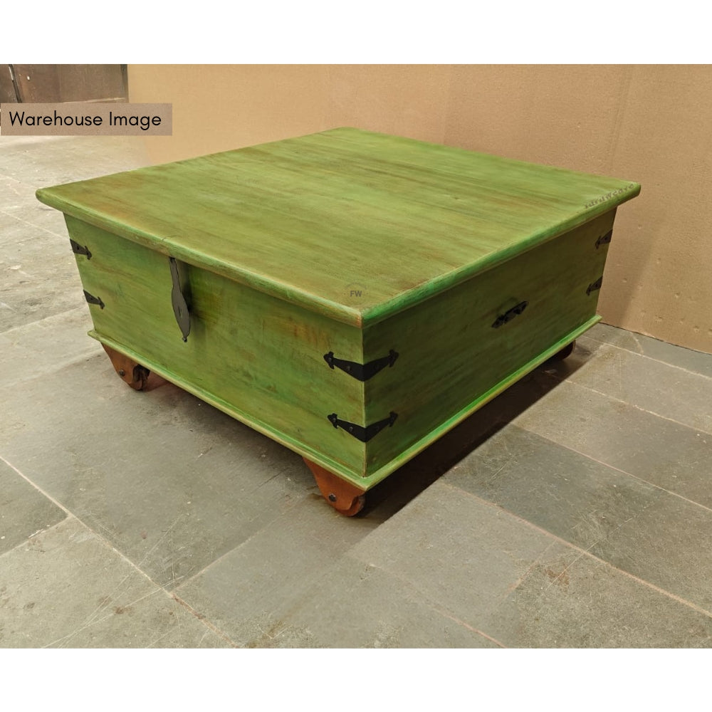 Boran Wooden Centre Table with Storage (Green Distress)