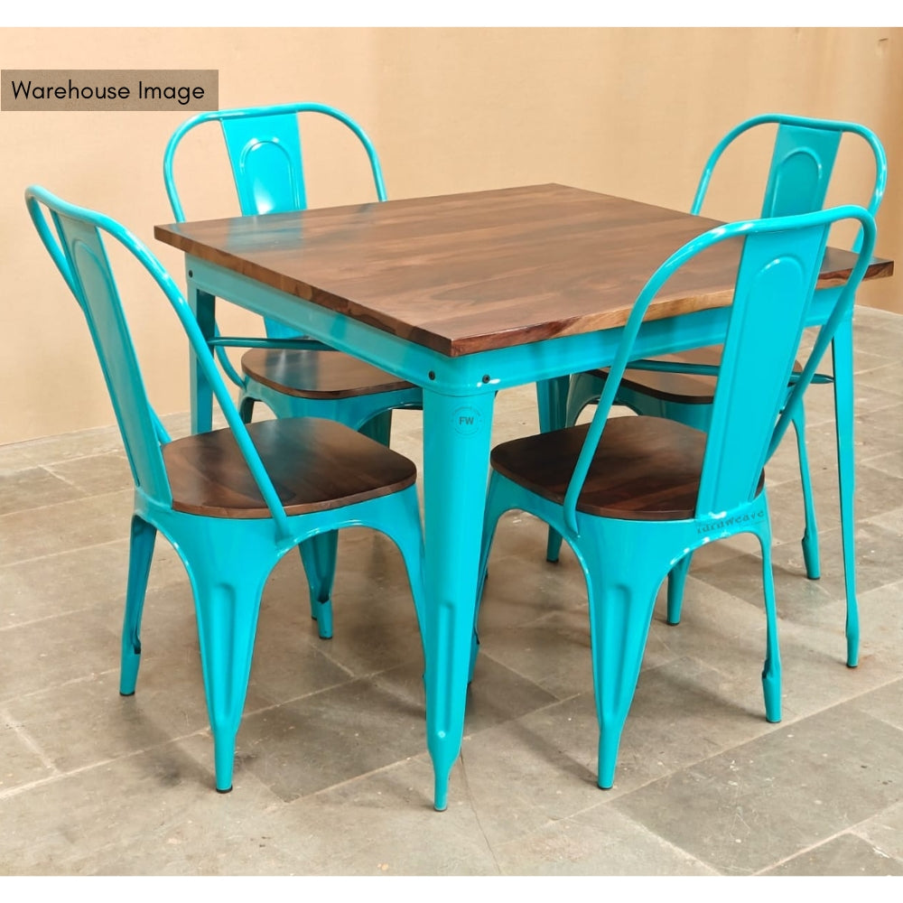 Liva Metal Powder Coated Chair and Table (Blue)