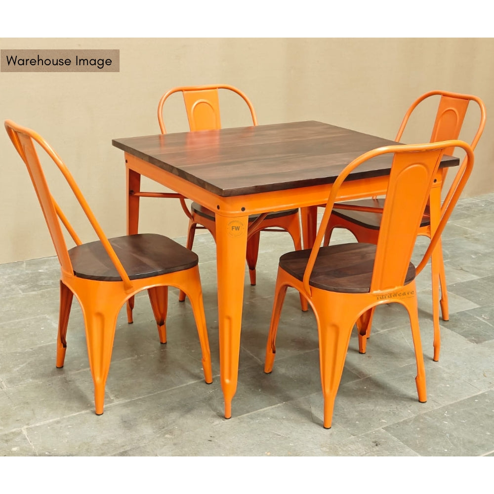Liva Metal Powder Coated Chair and Table (Orange)
