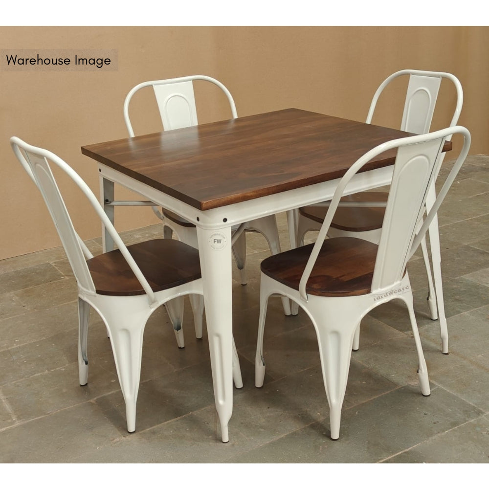 Liva Metal Powder Coated Chair and Table (White)