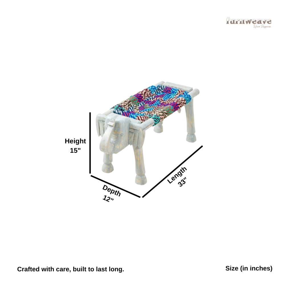 Yena Handwoven Elephant Stool (Grey Distress)
