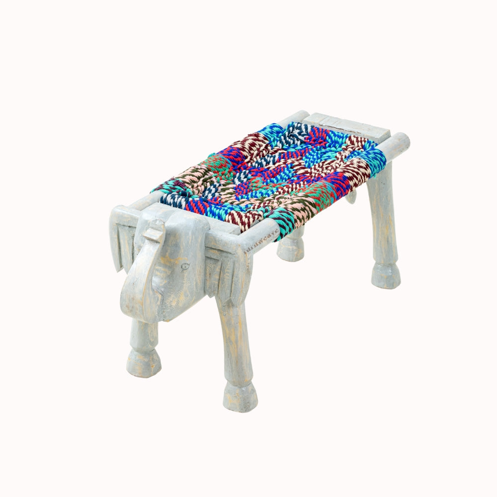 Yena Handwoven Elephant Stool (Grey Distress)