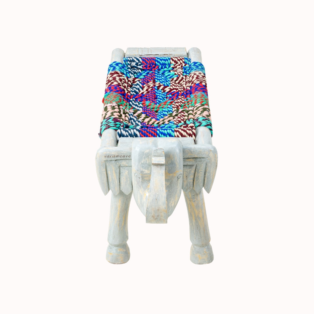 Yena Handwoven Elephant Stool (Grey Distress)