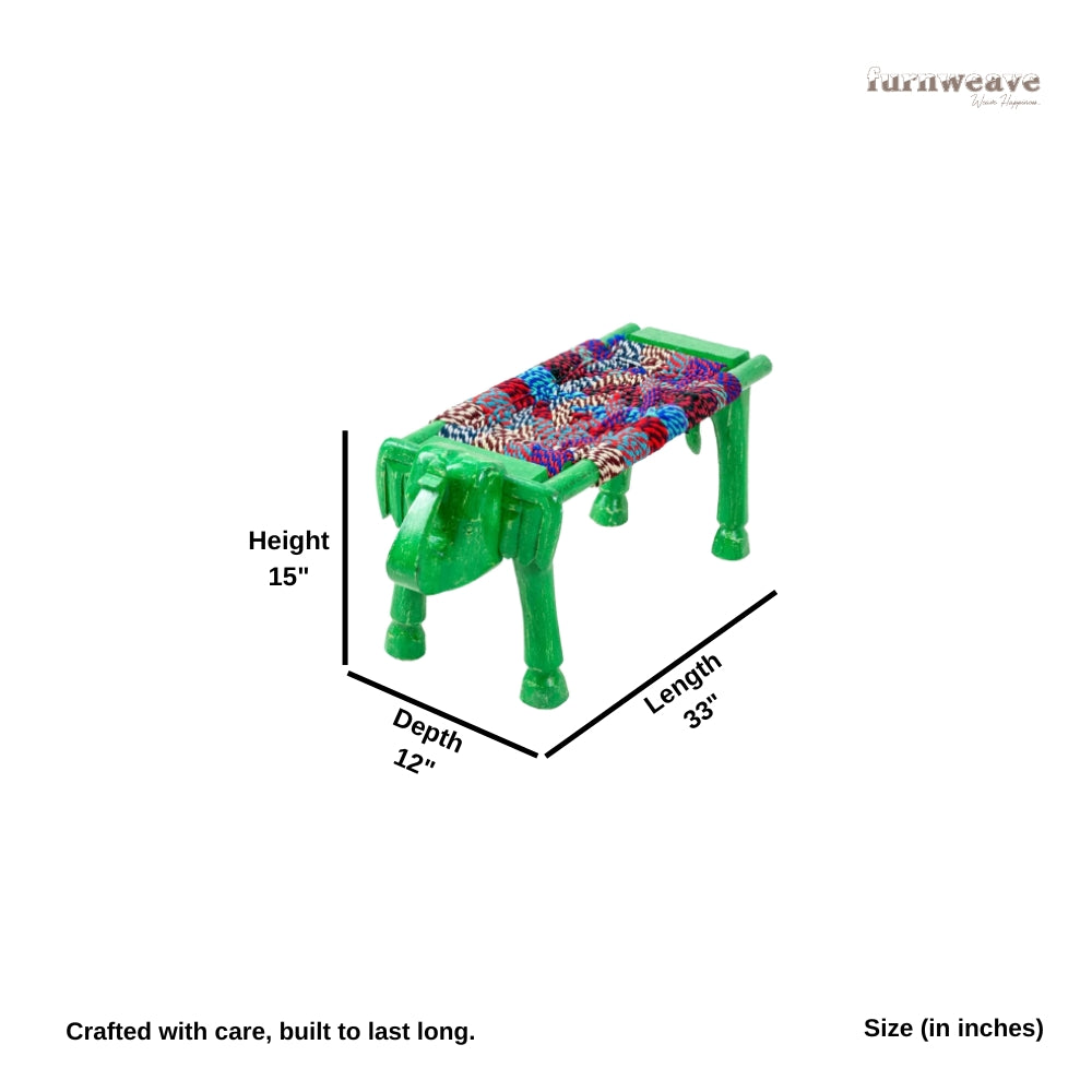 Yena Handwoven Elephant Stool (Green Distress)