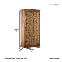 Sahe Wooden Wardrobe in Mosaic Pattern (Teak Finish)