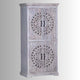 Galken Wooden Carved Wardrobe (Light Grey)