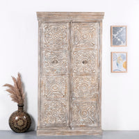 Kruke Wooden Storage Almirah (Grey Distress)