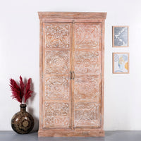 Kruke Wooden Storage Almirah (Sand Brown Distress)