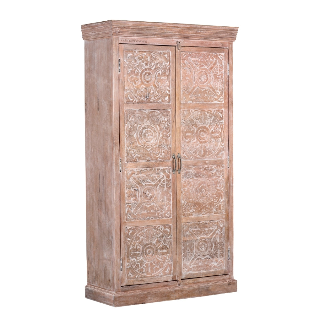 Kruke Wooden Storage Almirah (Sand Brown Distress)