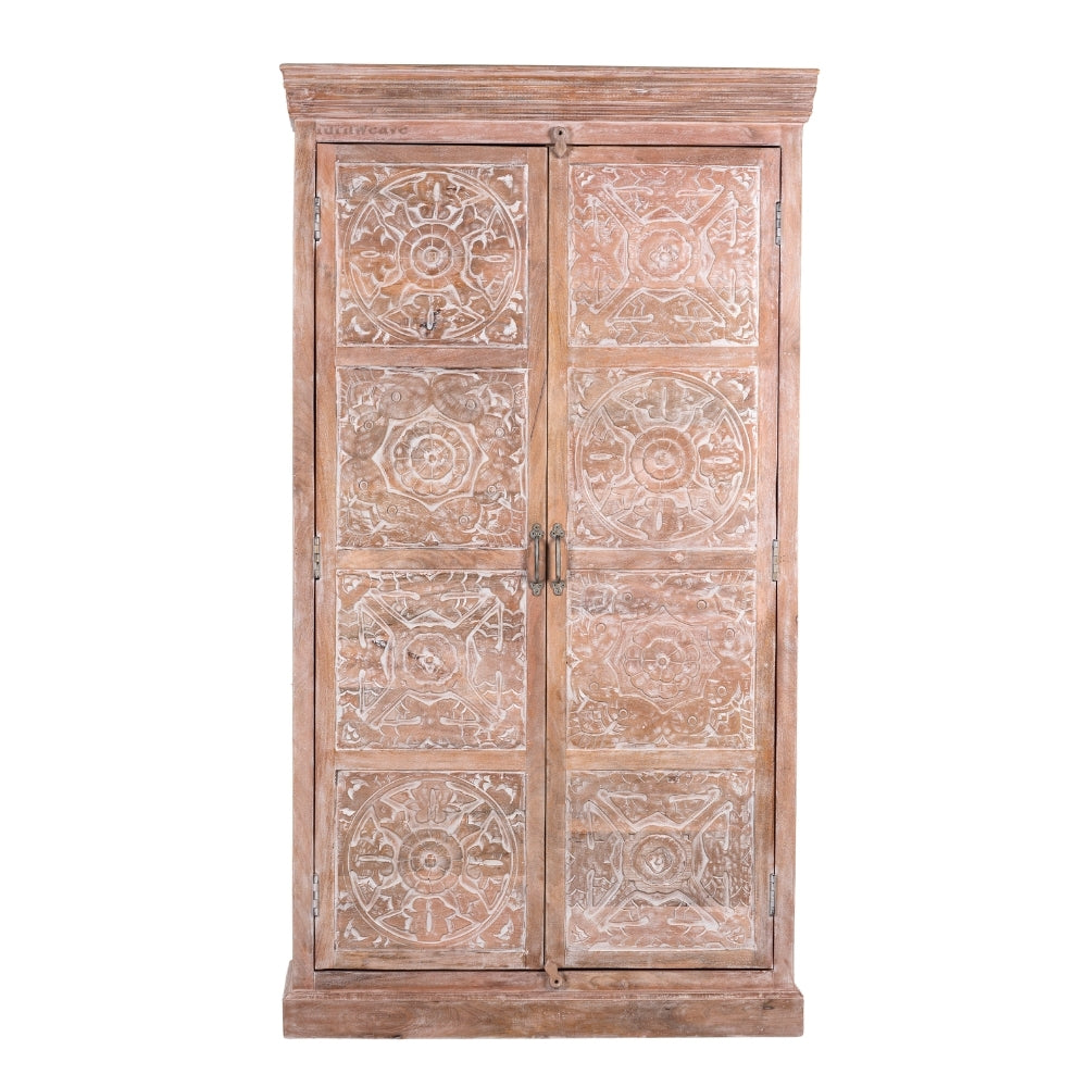 Kruke Wooden Storage Almirah (Sand Brown Distress)