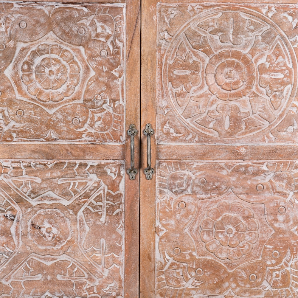 Kruke Wooden Storage Almirah (Sand Brown Distress)