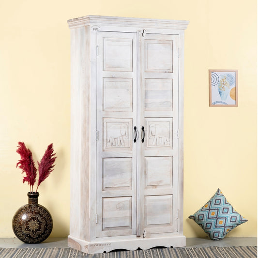 Shetra Wooden Wardrobe (White Texture)
