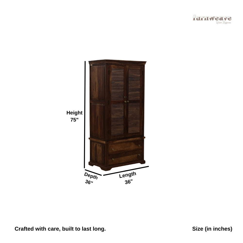Dehra Wooden Wardrobe for Storage (Walnut)