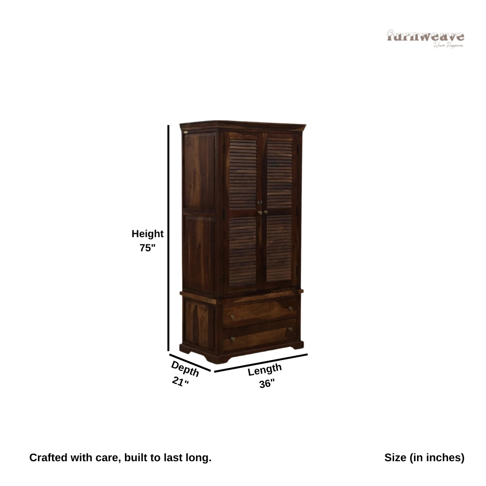 Dehra Wooden Wardrobe for Storage (Walnut)