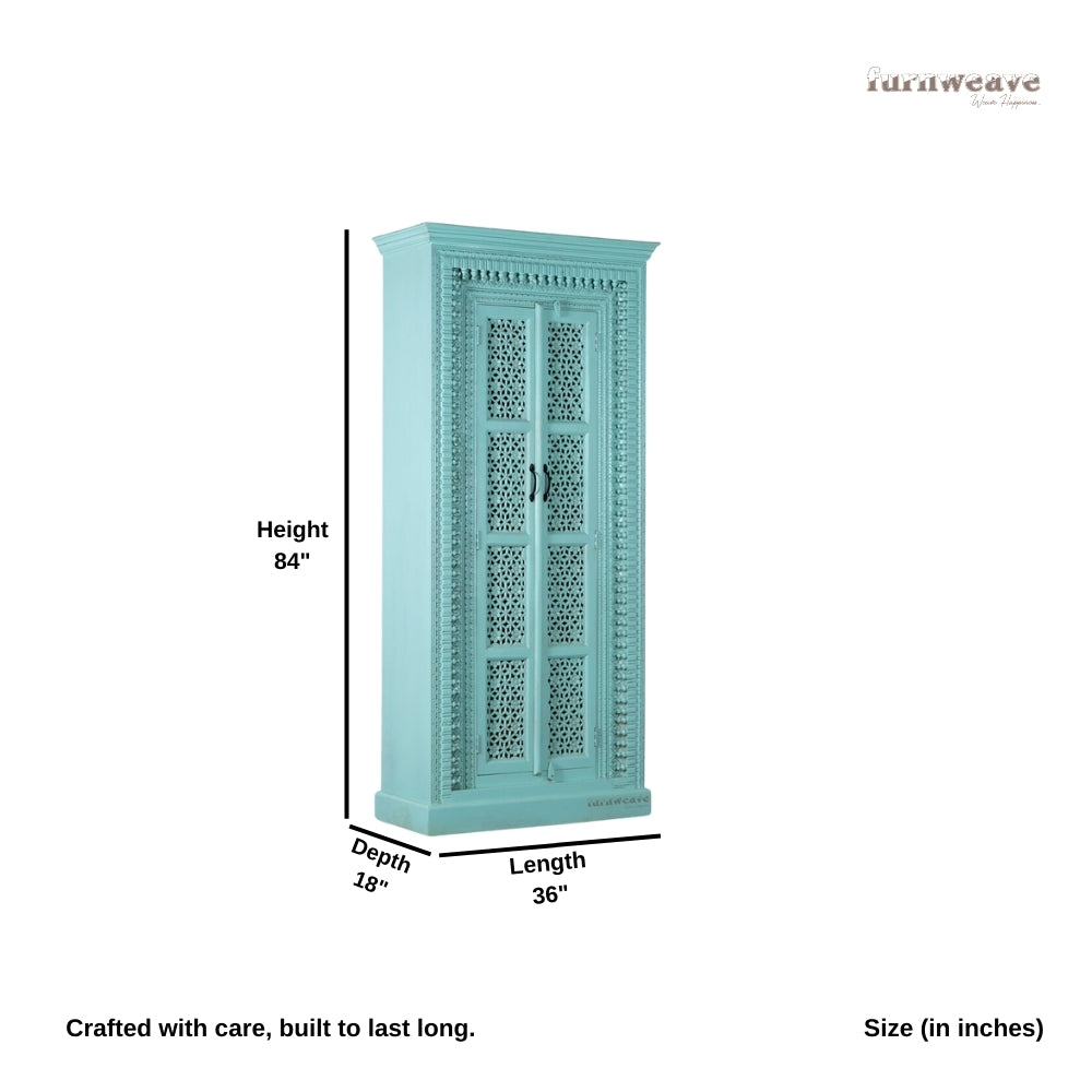 Wadar Solid Wood Wardrobe (Green Distress)