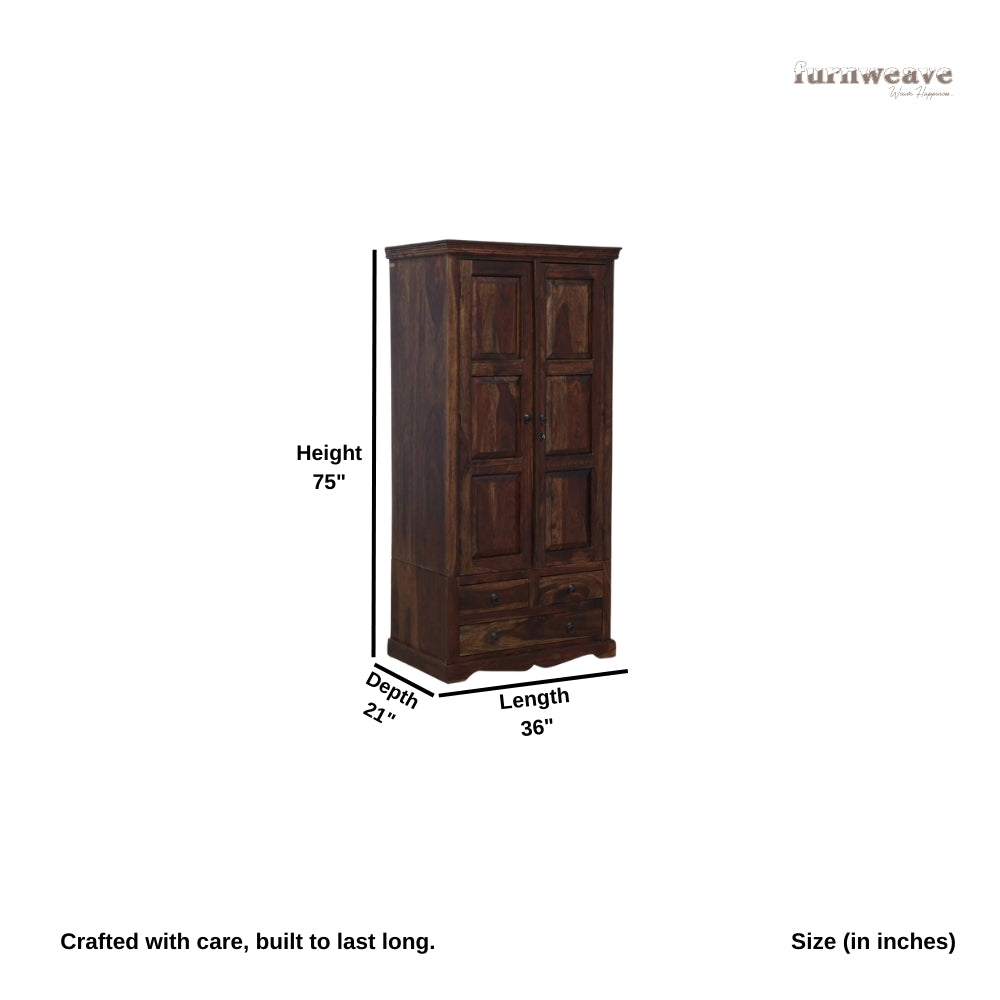 Osie Wooden Storage Almirah (Walnut)