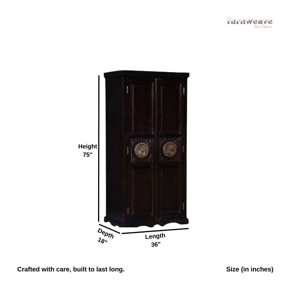 Satie Wooden Wardrobe for Storage (Walnut Distress)