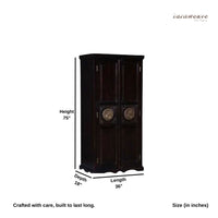 Satie Wooden Wardrobe for Storage (Walnut Distress)