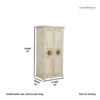 Satie Wooden Wardrobe for Storage (White Distress)