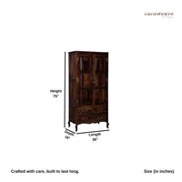 Turni Solid Wood Wardrobe (Teak Brown)