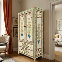 Wane Wooden Handpainted Almirah | Wooden Handpainted Furniture | Wooden Wardrobes | Wooden cupboard | Wooden Almirah | Solid Wood Storage Furniture | Furnweave