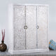 Khame Wooden Carved Storage Three Door Wardrobe (White Distress)