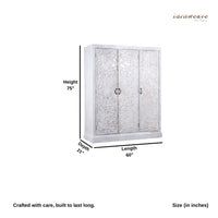 Khame Wooden Carved Storage Three Door Wardrobe (White Distress)