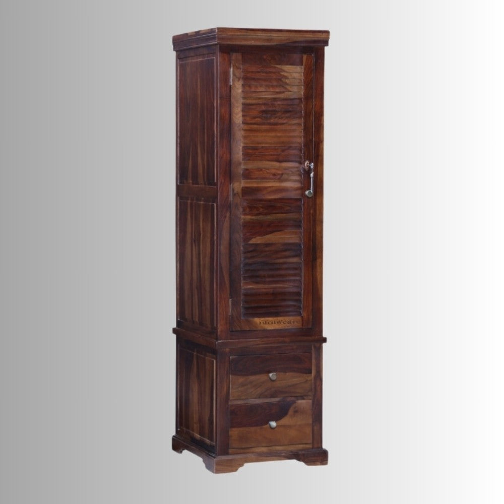 Swai Wooden Single Door Wardrobe (Teak Brown)