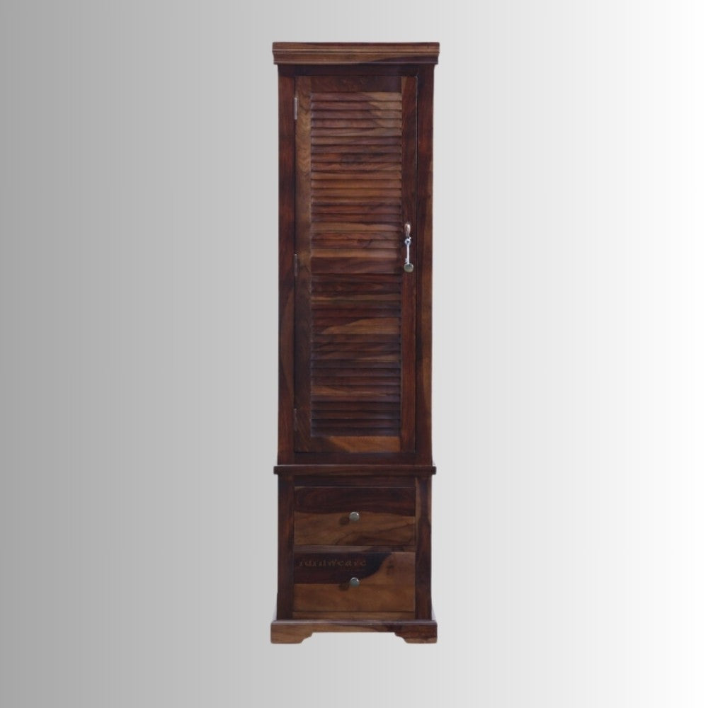 Swai Wooden Single Door Wardrobe (Teak Brown)