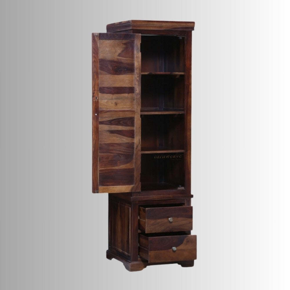 Swai Wooden Single Door Wardrobe (Teak Brown)