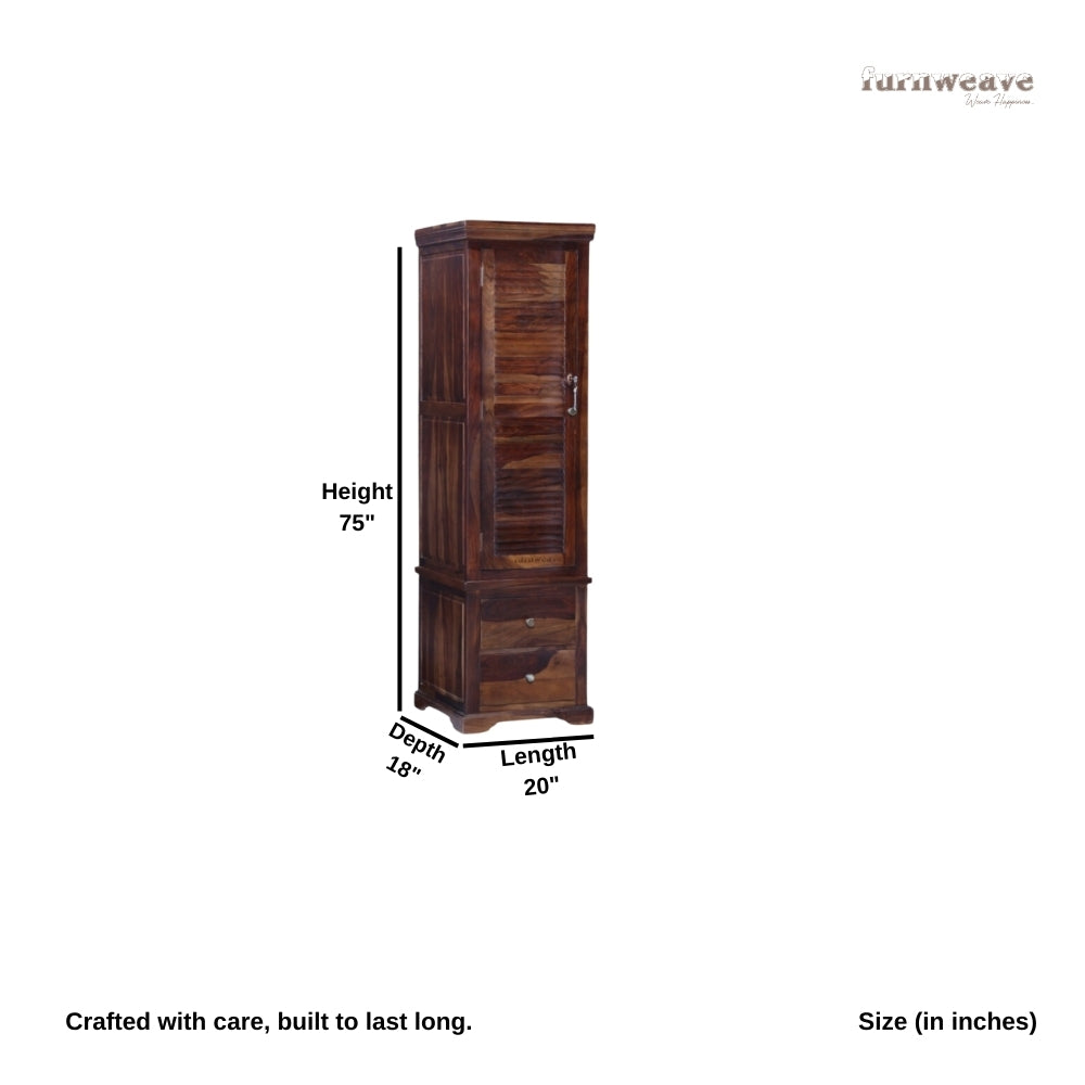 Swai Wooden Single Door Wardrobe (Teak Brown)