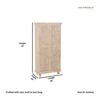 Sefan Wooden Carved Wardrobe (Cream Distress)