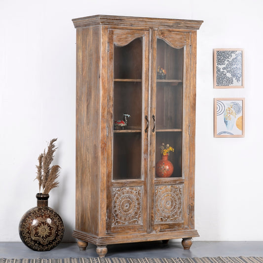 Remea Wooden Carved Display Rack (Brown Distress)