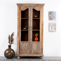 Remea Wooden Carved Display Rack (Brown Distress)