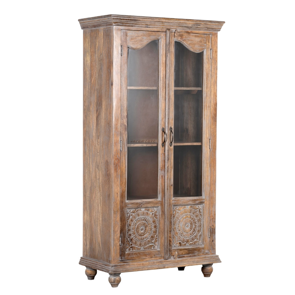 Remea Wooden Carved Display Rack (Brown Distress)