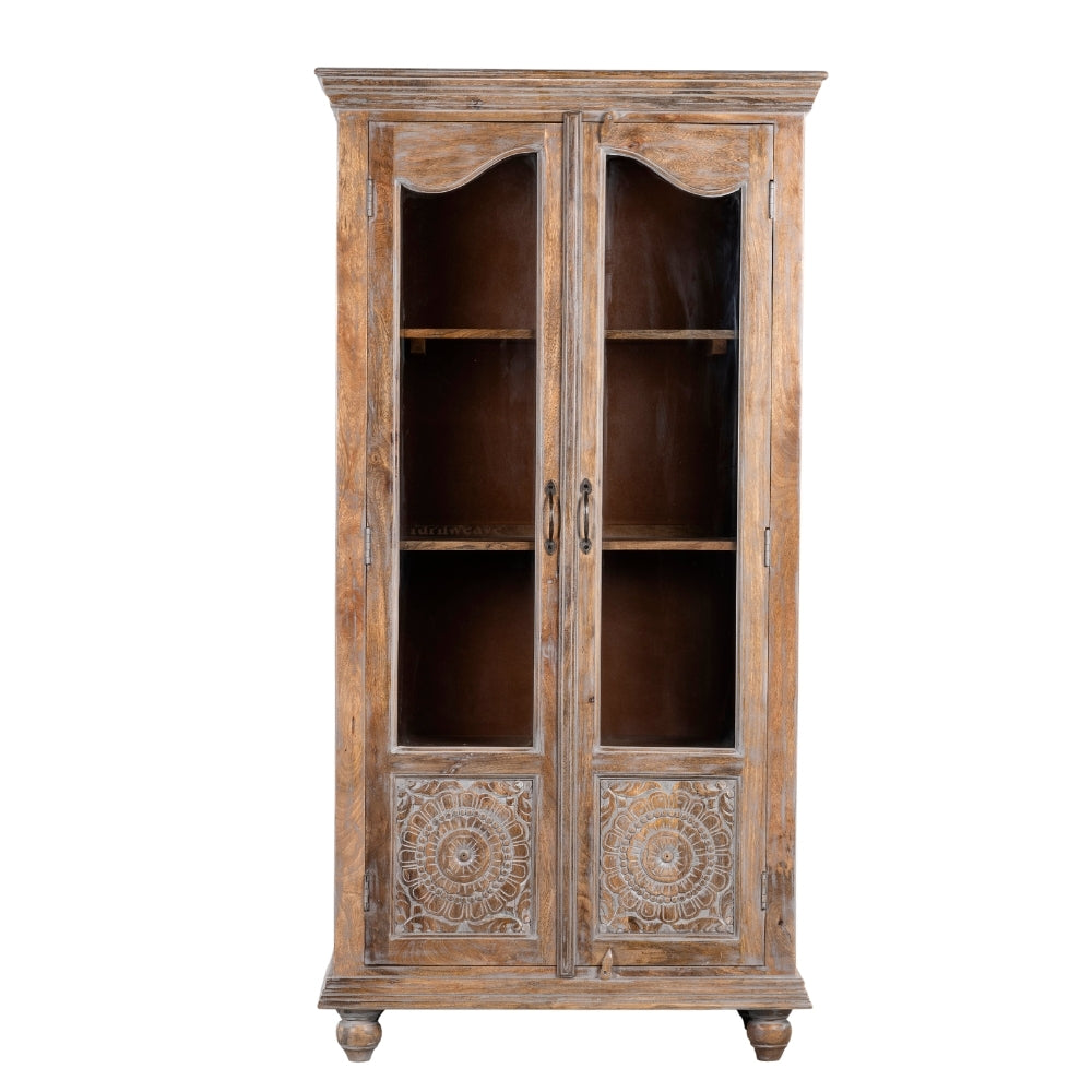 Remea Wooden Carved Display Rack (Brown Distress)