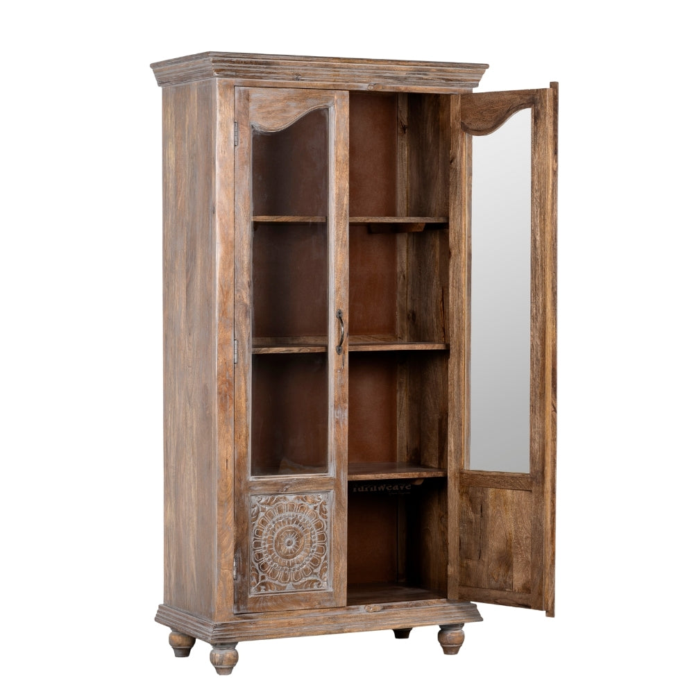Remea Wooden Carved Display Rack (Brown Distress)