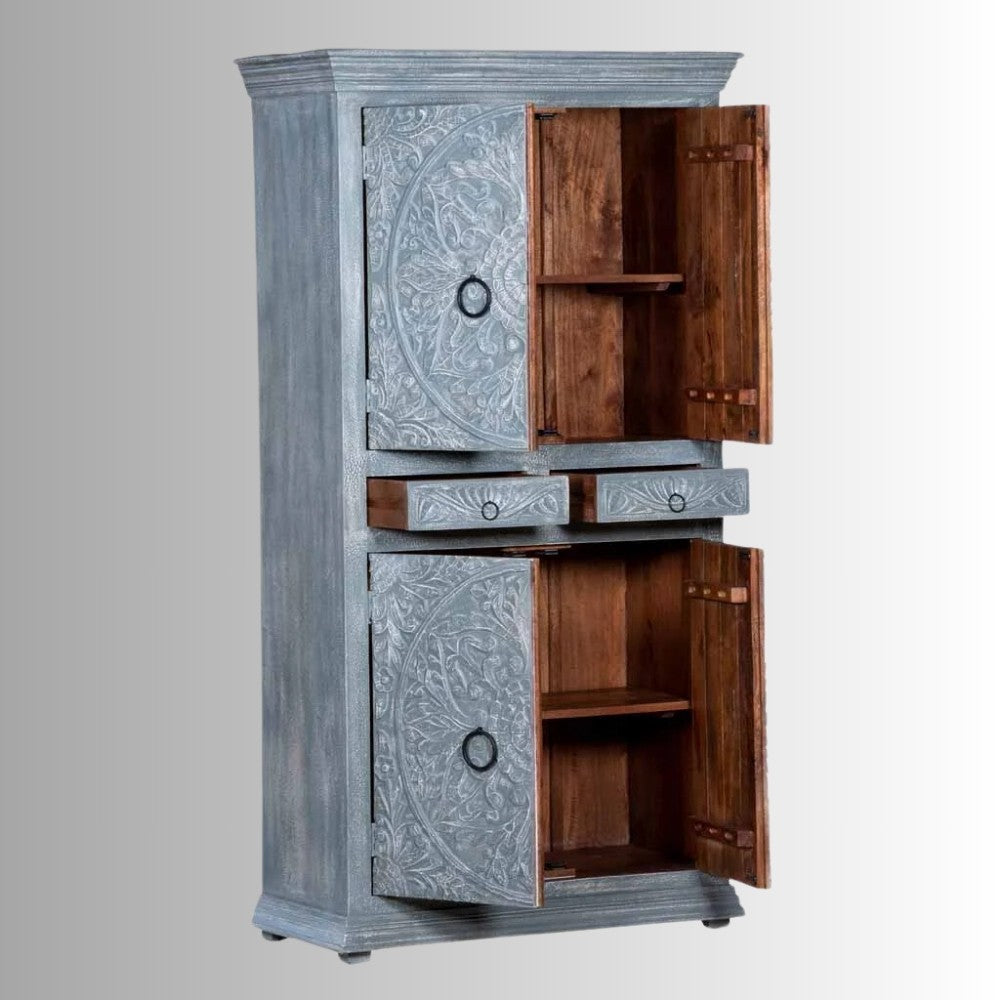 Wina Wooden Storage Almirah (Grey)