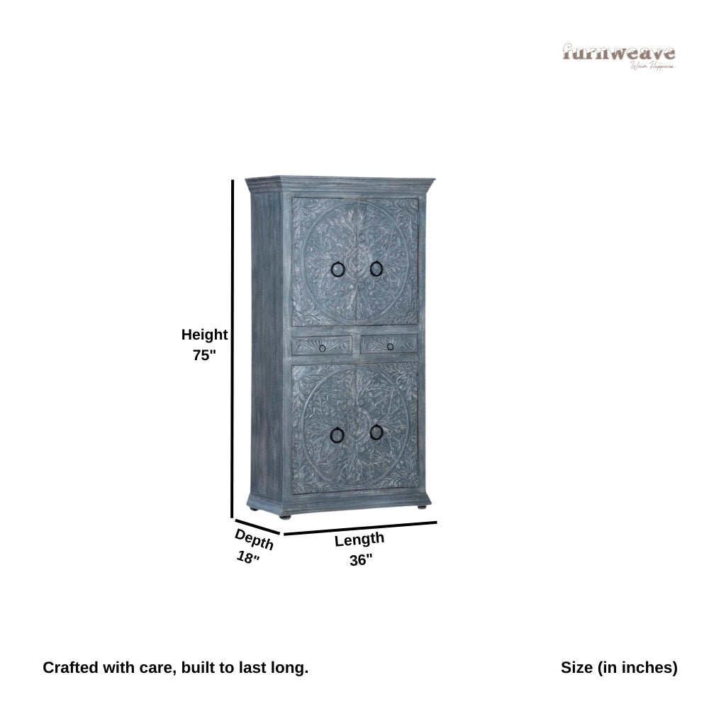 Wina Wooden Storage Almirah (Grey)