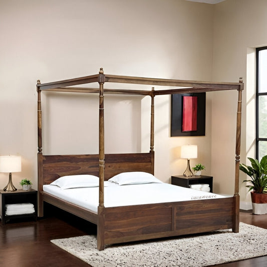 Quise Wooden Poster Bed (Teak Brown)