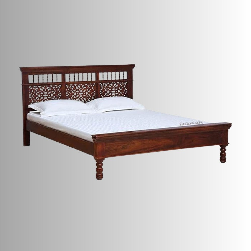 Tuna Wooden Bed Without Storage (Teak) | Wooden Beds | Wooden beds without storage | Wooden Double Beds | Solid Wood Bedroom Furniture | Solid Wood Furniture Online | Furnweave