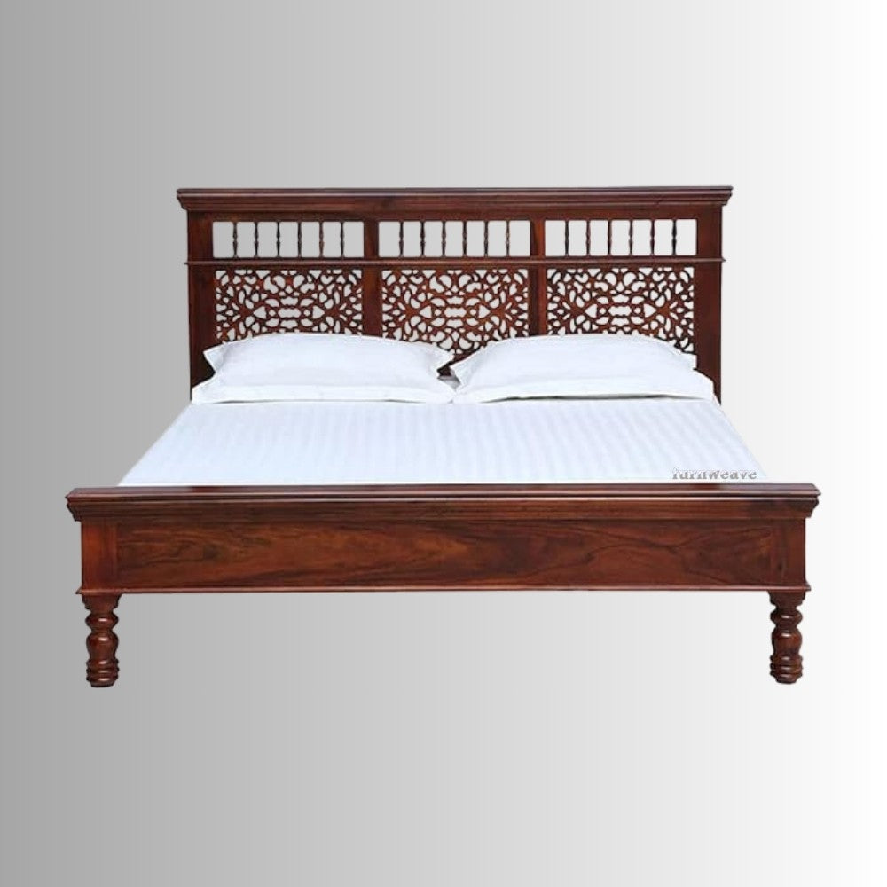 Tuna Wooden Bed Without Storage (Teak) | Wooden Beds | Wooden beds without storage | Wooden Double Beds | Solid Wood Bedroom Furniture | Solid Wood Furniture Online | Furnweave